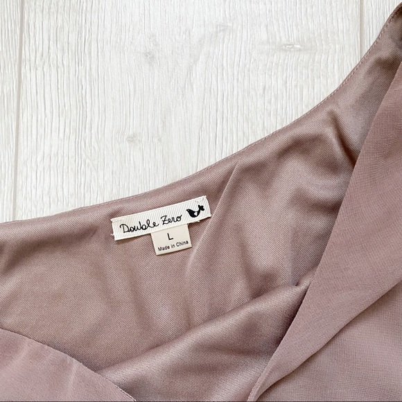 Taupe Chiffon Flutter Sleeve One Shoulder Tunic - Picture 2 of 4